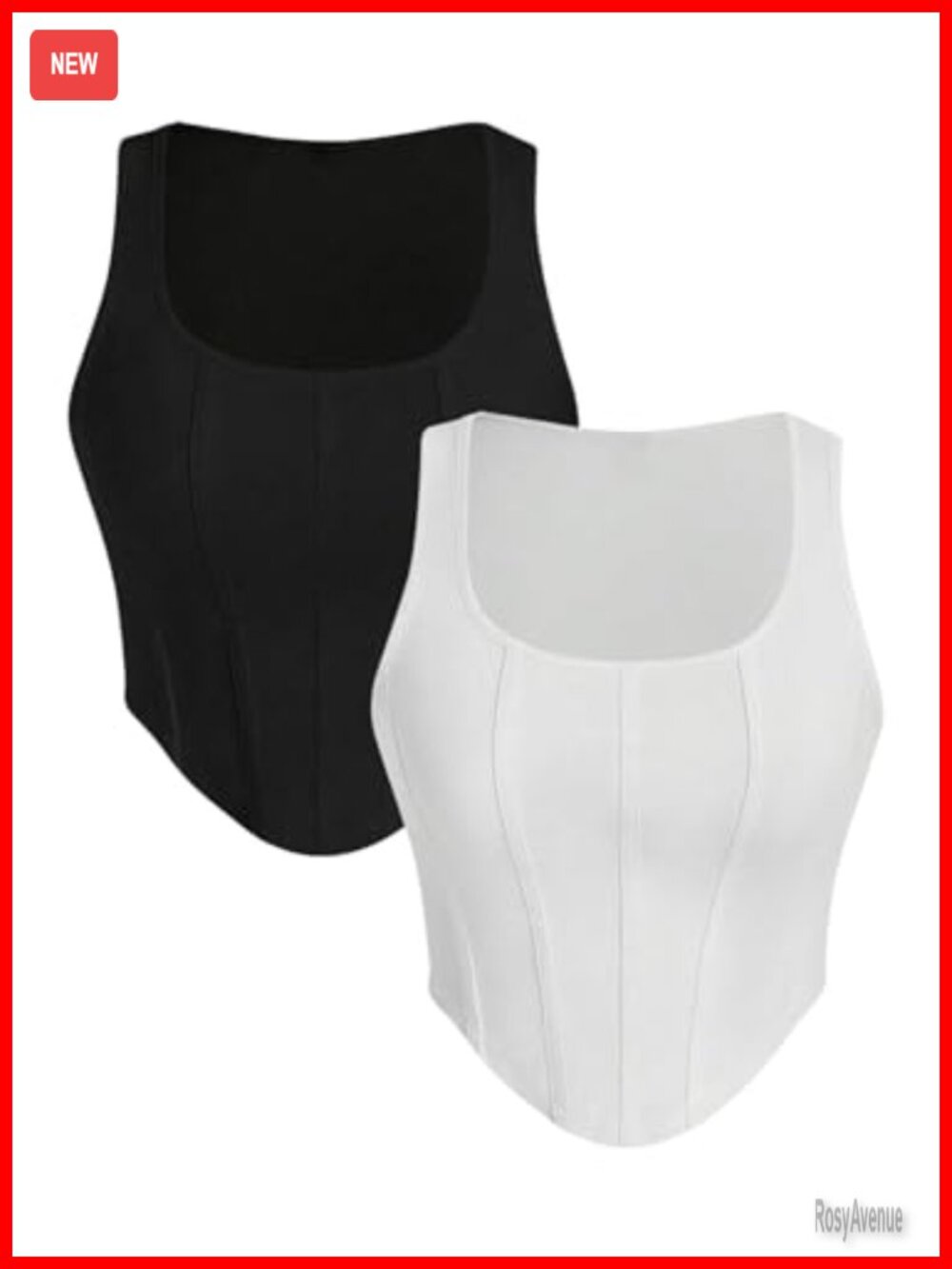 WDIRARA 2 Pack Bustier Corset Tank Top Sleeveless Square Neck Asymmetrical Hem
